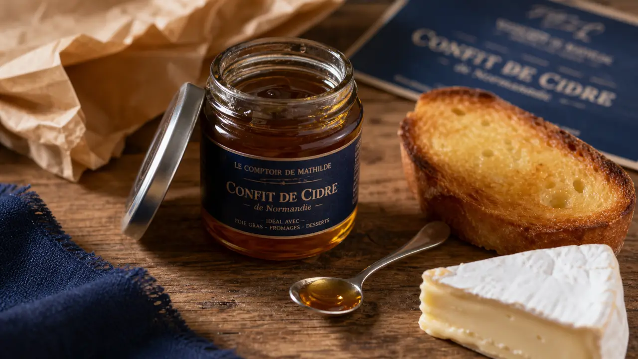 Confit de cidre normandie en pot en verre, texture et accords