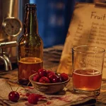 Biere fruits artisanale avec fruits rouges et fermenteur