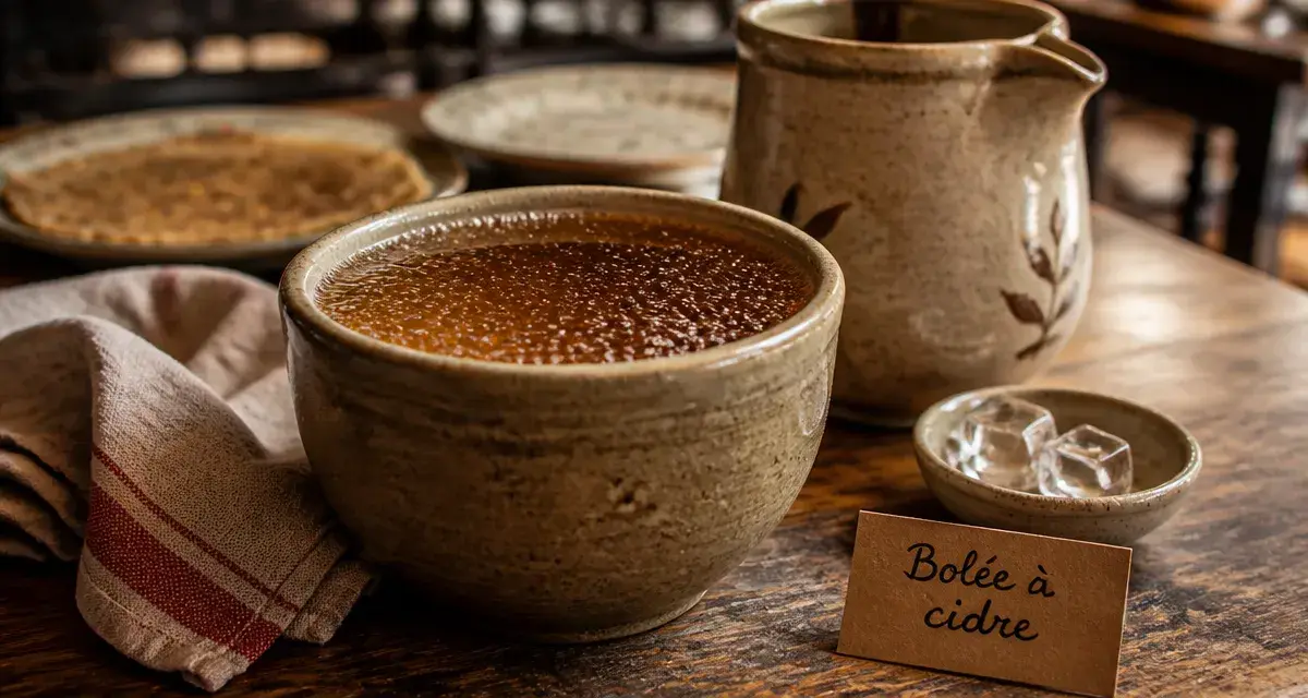 Bolée à cidre en grès 25 cl, cidre ambré et bulles