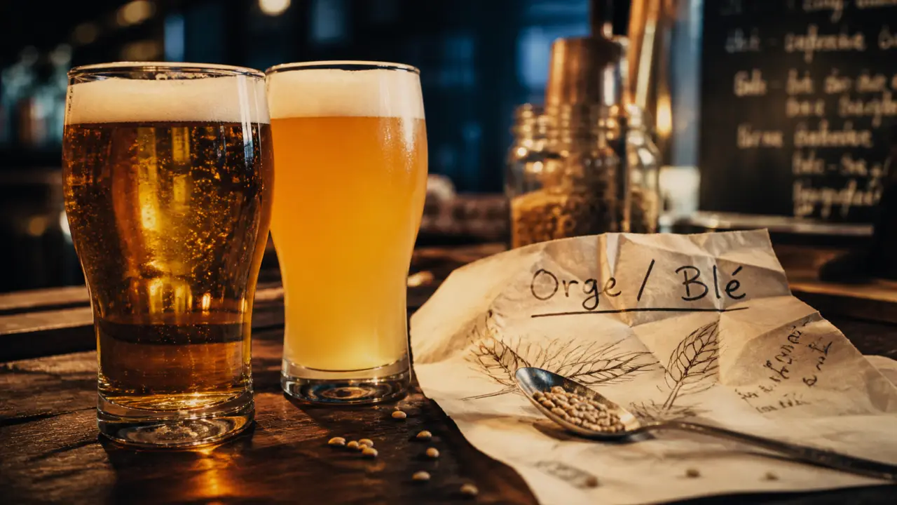 difference biere blanche et blonde : blonde dorée vs blanche trouble, bière au bar