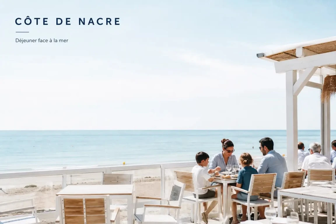 Restaurant plage Caen sur la Côte de Nacre avec terrasse face à la mer