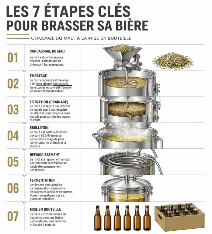 Étapes du processus pour brasser sa bière à la maison