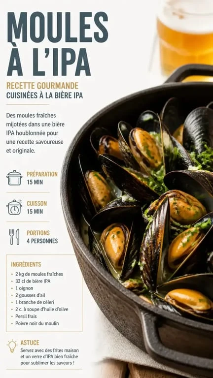 Recette de moules de bouchot à la bière IPA locale