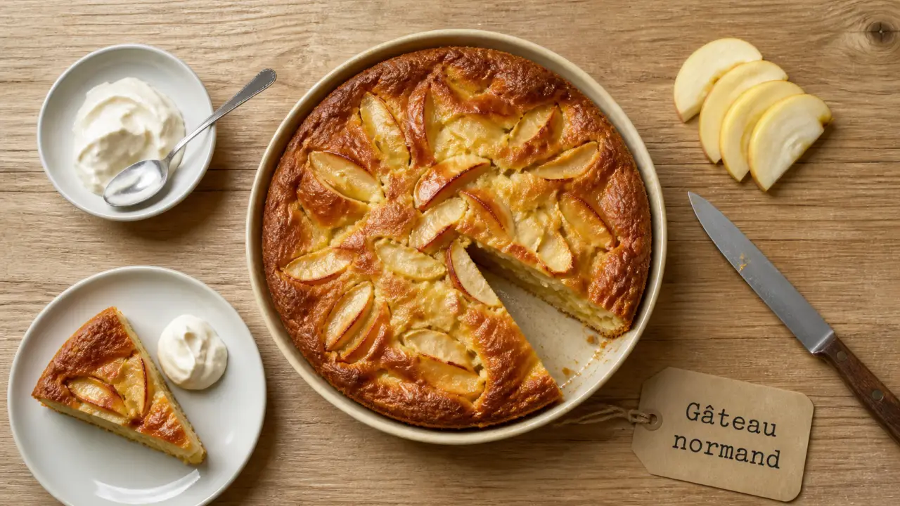 Gateau normand aux pommes fondantes, photo du gâteau doré à 180°C