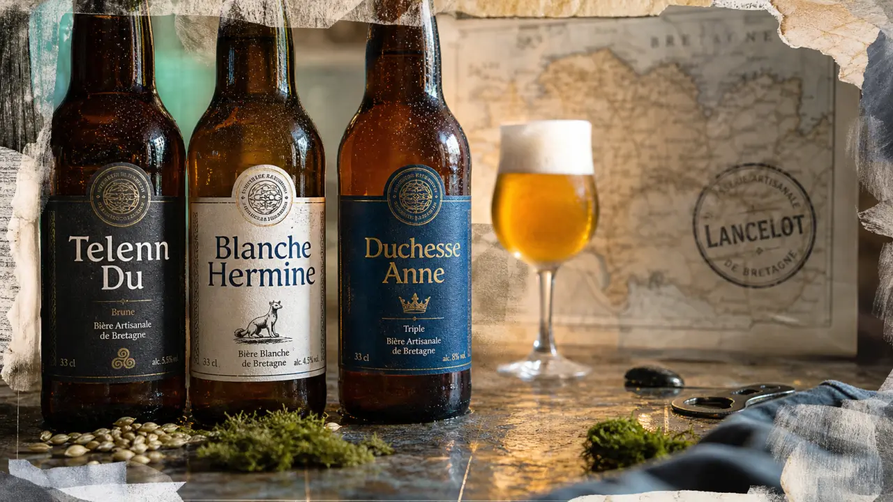 Lancelot biere : bouteilles Telenn Du, Blanche Hermine et Duchesse Anne