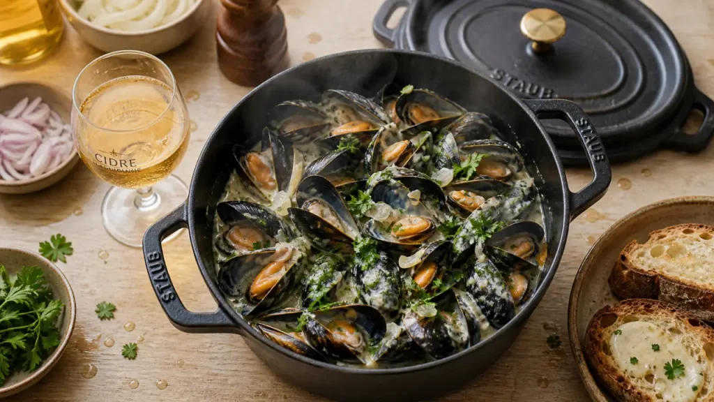 Moules à la normande : cidre, crème et saison pour réussir la version côtière