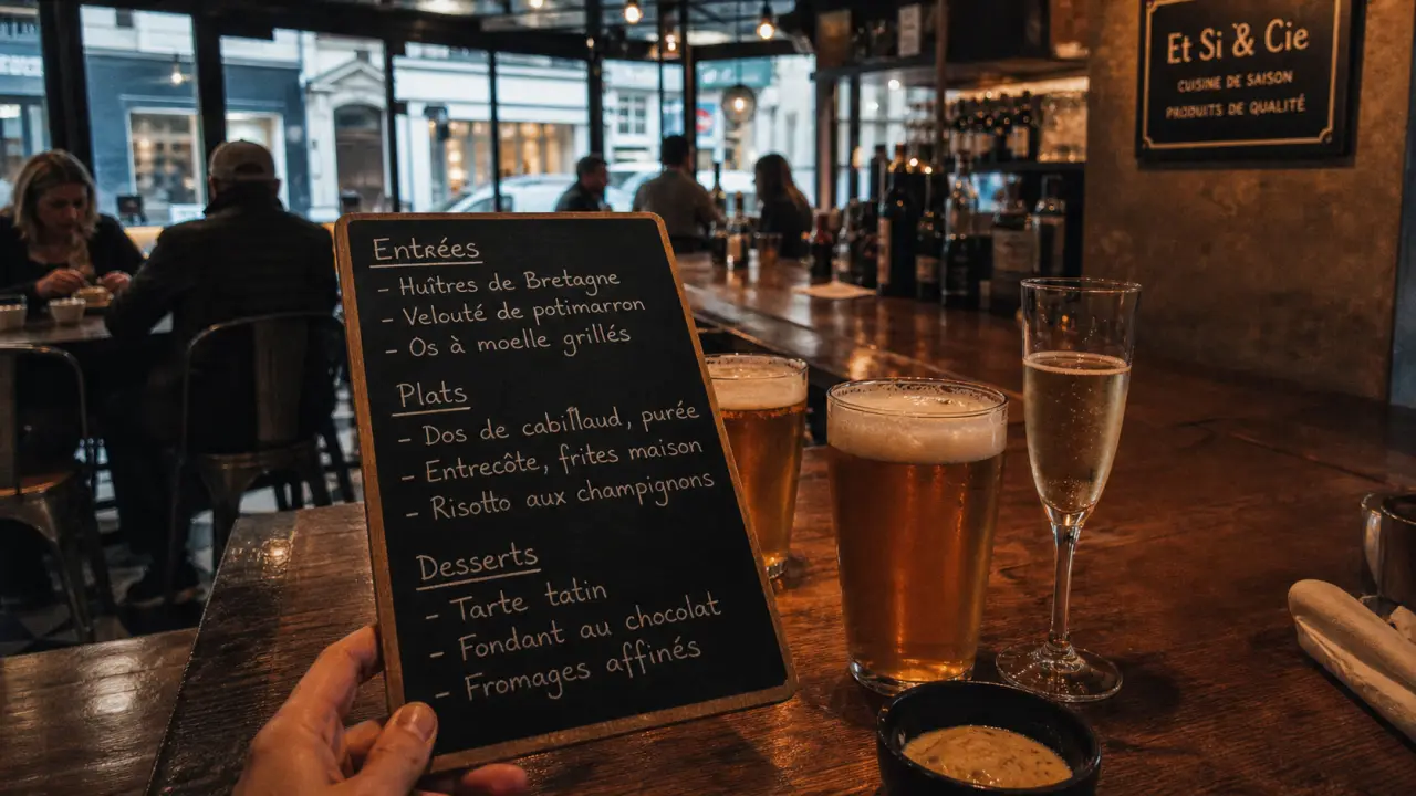 Restaurant et si Caen : carte courte et bar le soir, bières pression