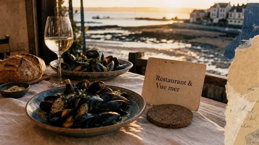 Où manger au Vivier-sur-Mer : moules de bouchot, vue mer et tables pour groupes