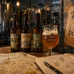 Brasserie artisanale normandie : bouteilles de bière ambrée et dégustation