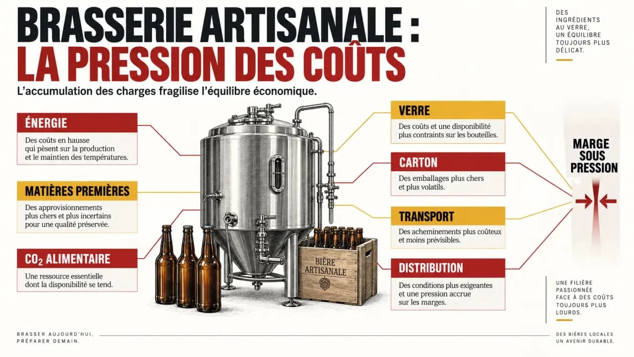 Fermeture d'une brasserie artisanale : graphique des coûts de production et de la pression sur les marges