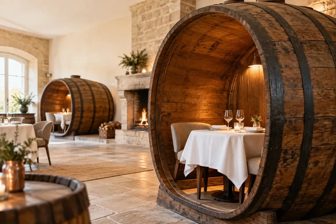 Les Tonneaux du Père Magloire, restaurant installé dans de vrais tonneaux de Calvados à Pont-l'Évêque