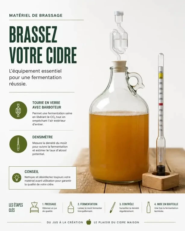 Matériel nécessaire pour la recette de cidre doux