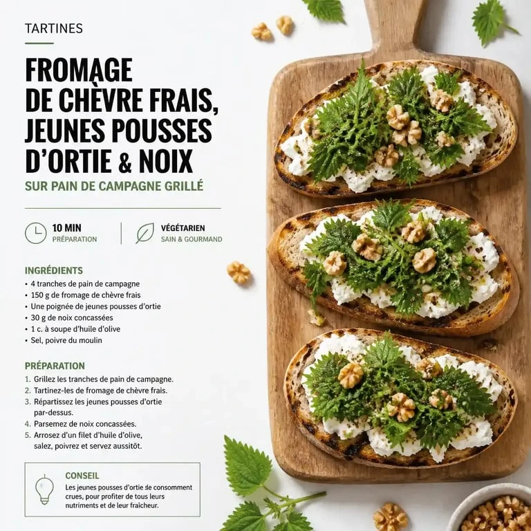 Tartines au fromage de chèvre et herbes folles pour accompagner une bière sorcière