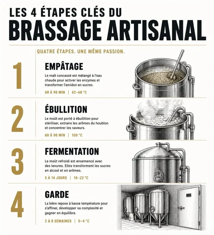 Infographie des étapes de fabrication de la bière artisanale Herman