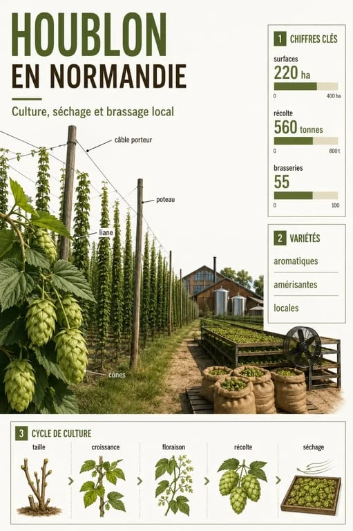 Houblon normandie : houblonnière, filière locale et chiffres clés