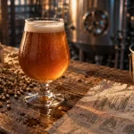 Herman brasserie artisanale : bière ambrée et matières premières (malt, orge)