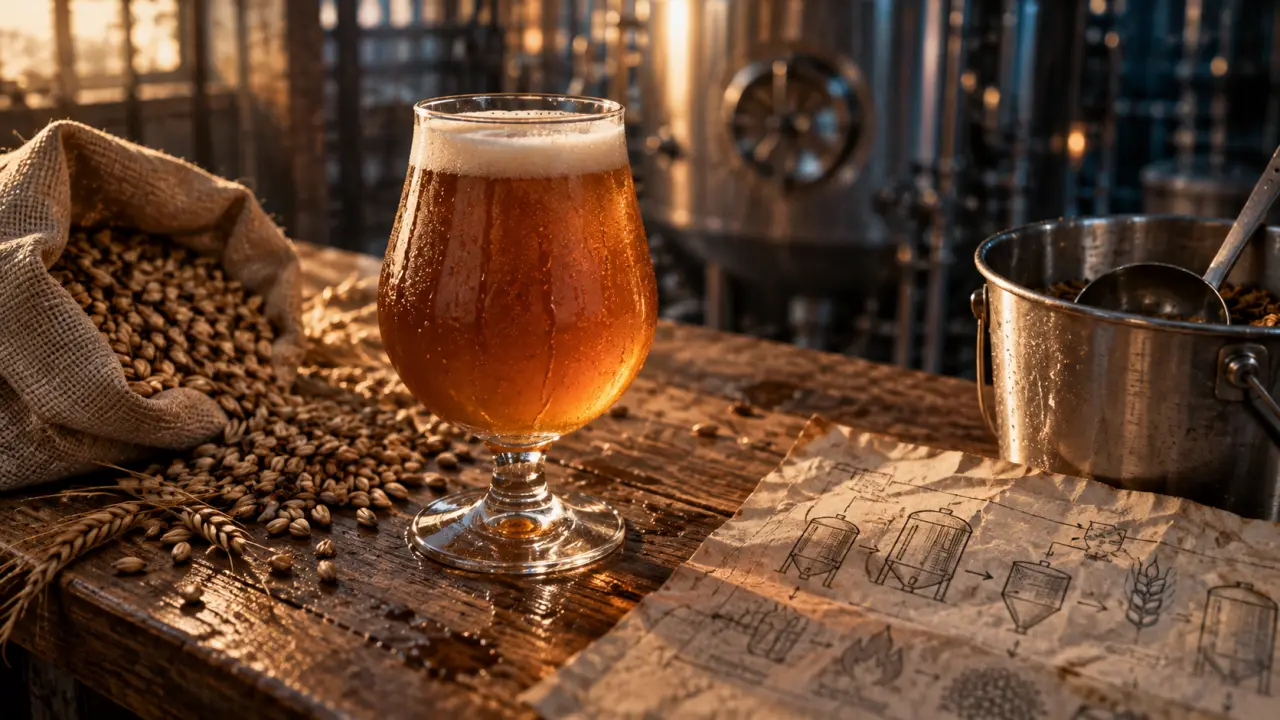 Herman brasserie artisanale : bière ambrée et matières premières (malt, orge)