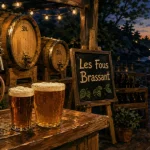 Les fous brassant : terrasse bière locale sur l’Île d’Yeu, tireuse et verres mousseux