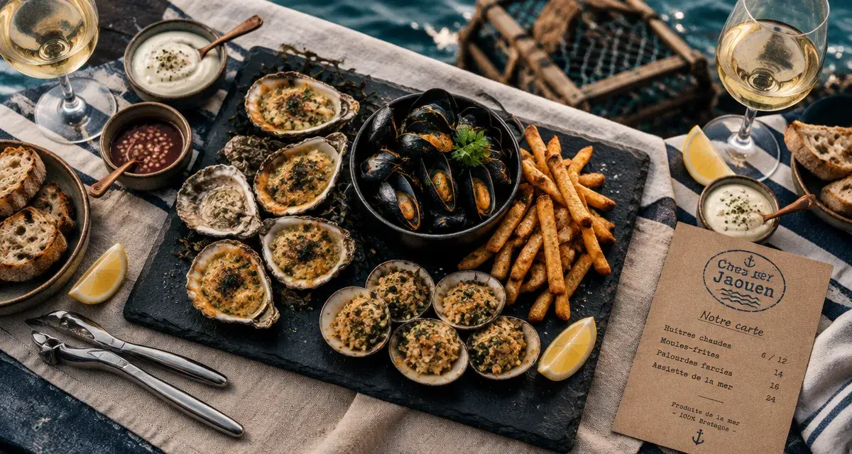 Chez Jaouen dégustation de fruits de mer : huîtres, moules et palourdes à Saint-Philibert