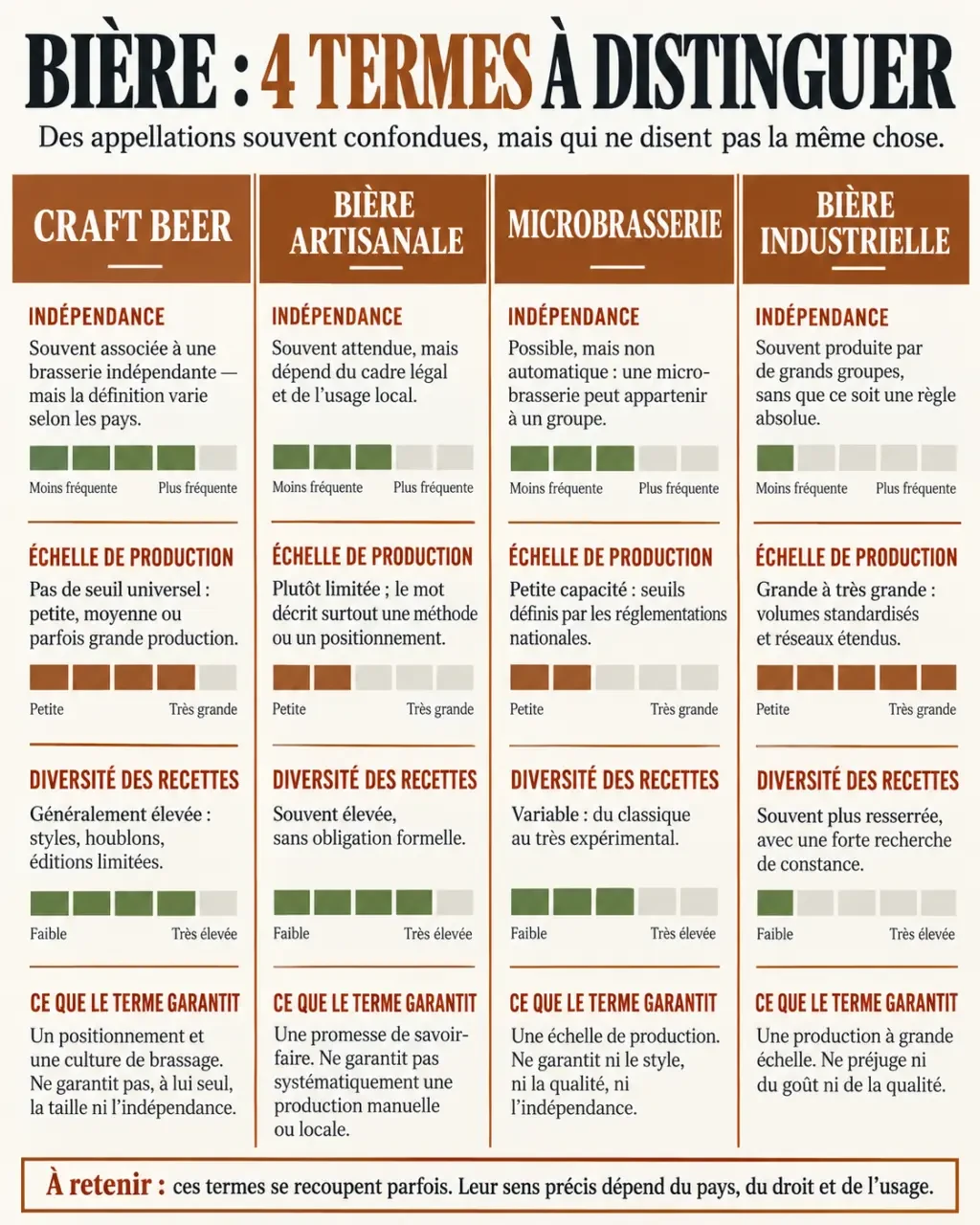 Infographie comparative sur la craft beer, la bière artisanale, la microbrasserie et la bière industrielle