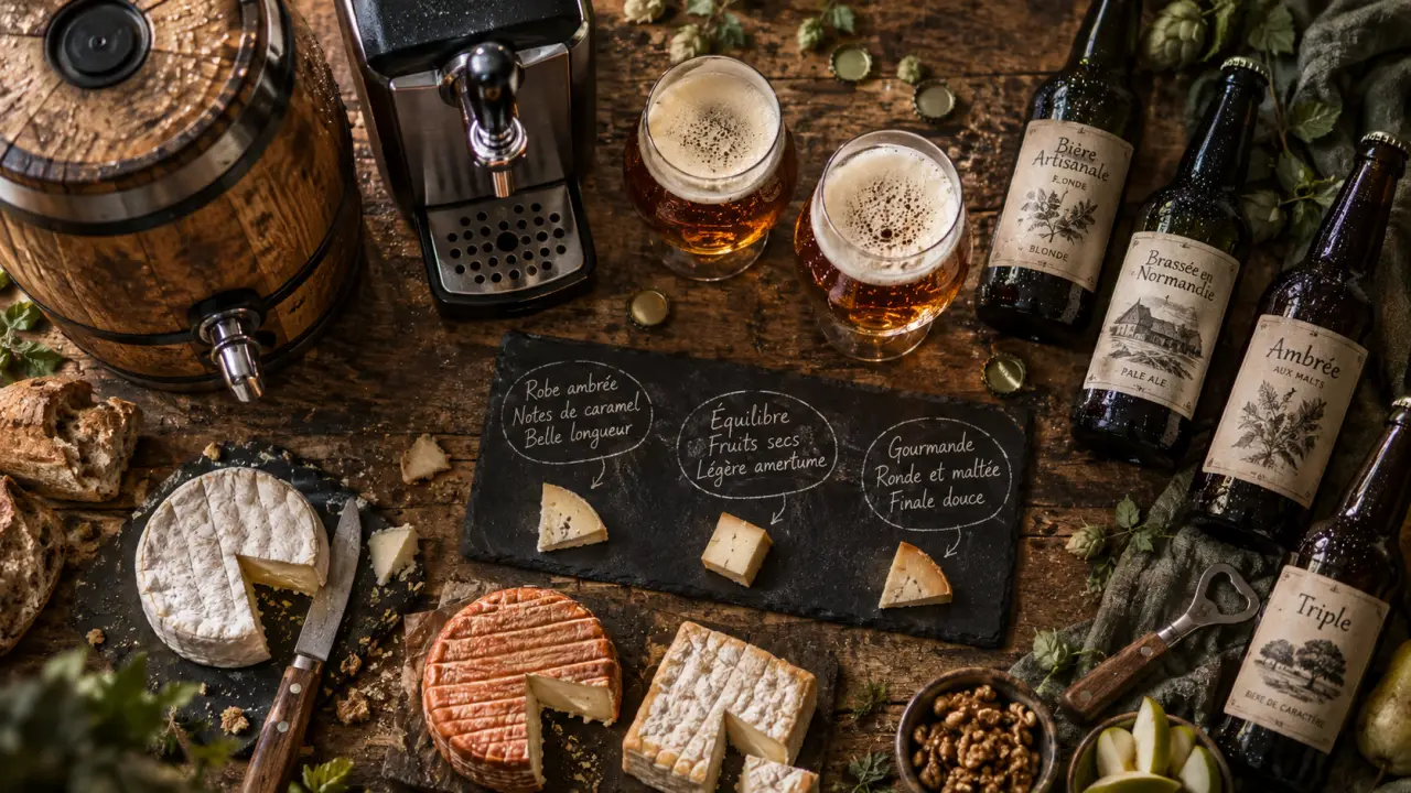 La case à bière à Mondeville : bières, mini-fût et verres en cave